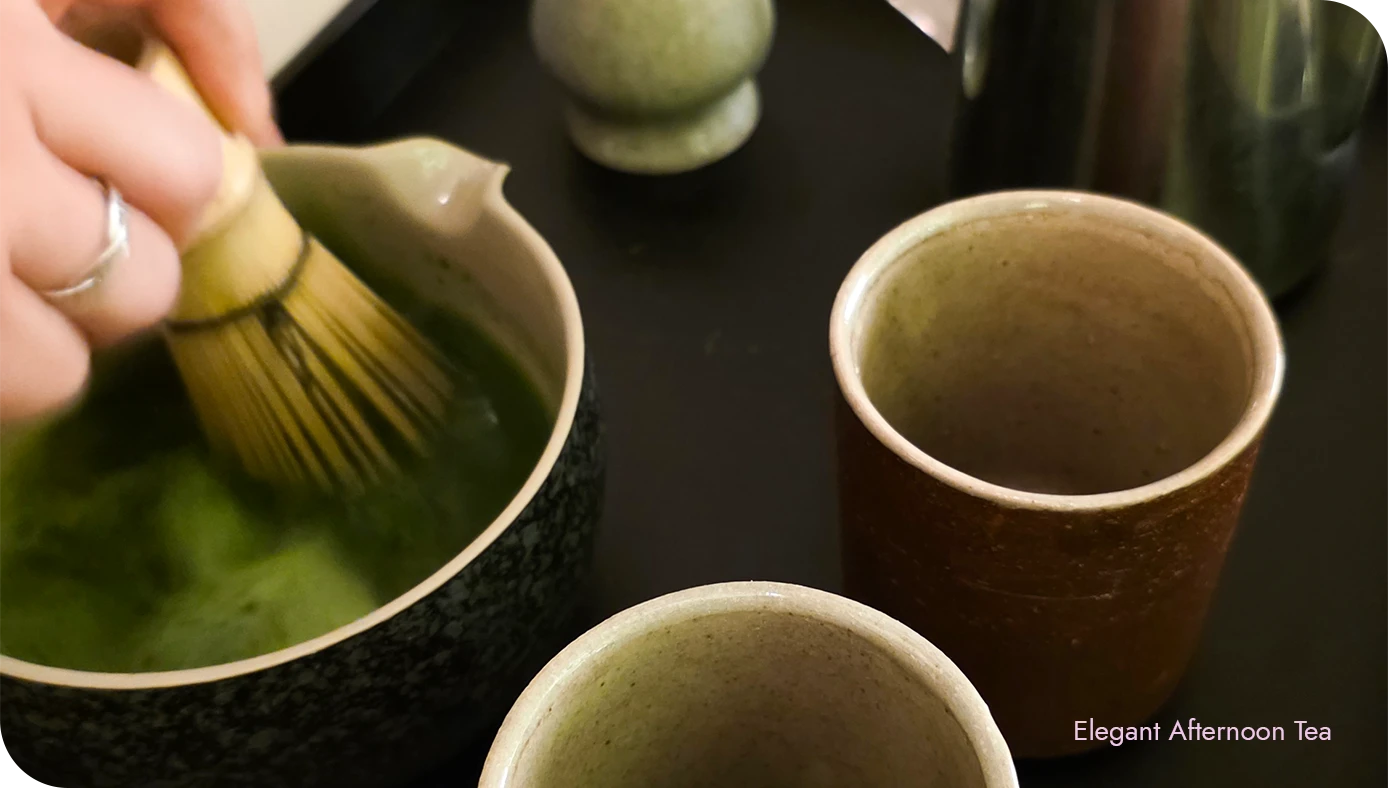 Matcha whisking during the Yoshoku Afternoon Tea at Waldorf Astoria New York